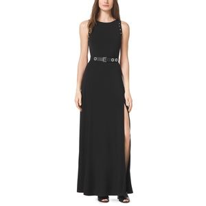 Michael Kors Black Formal Maxi Dress with Belt